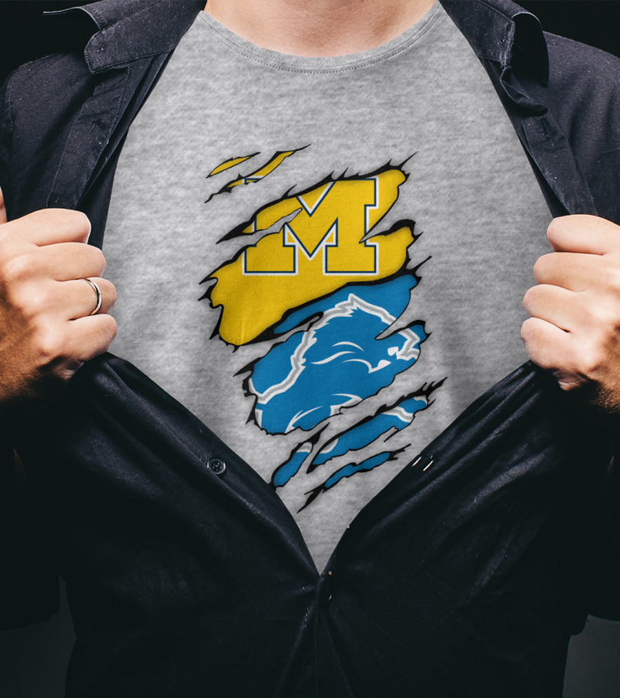 Michigan Wolverines Detroit Lions Crossover T-Shirt