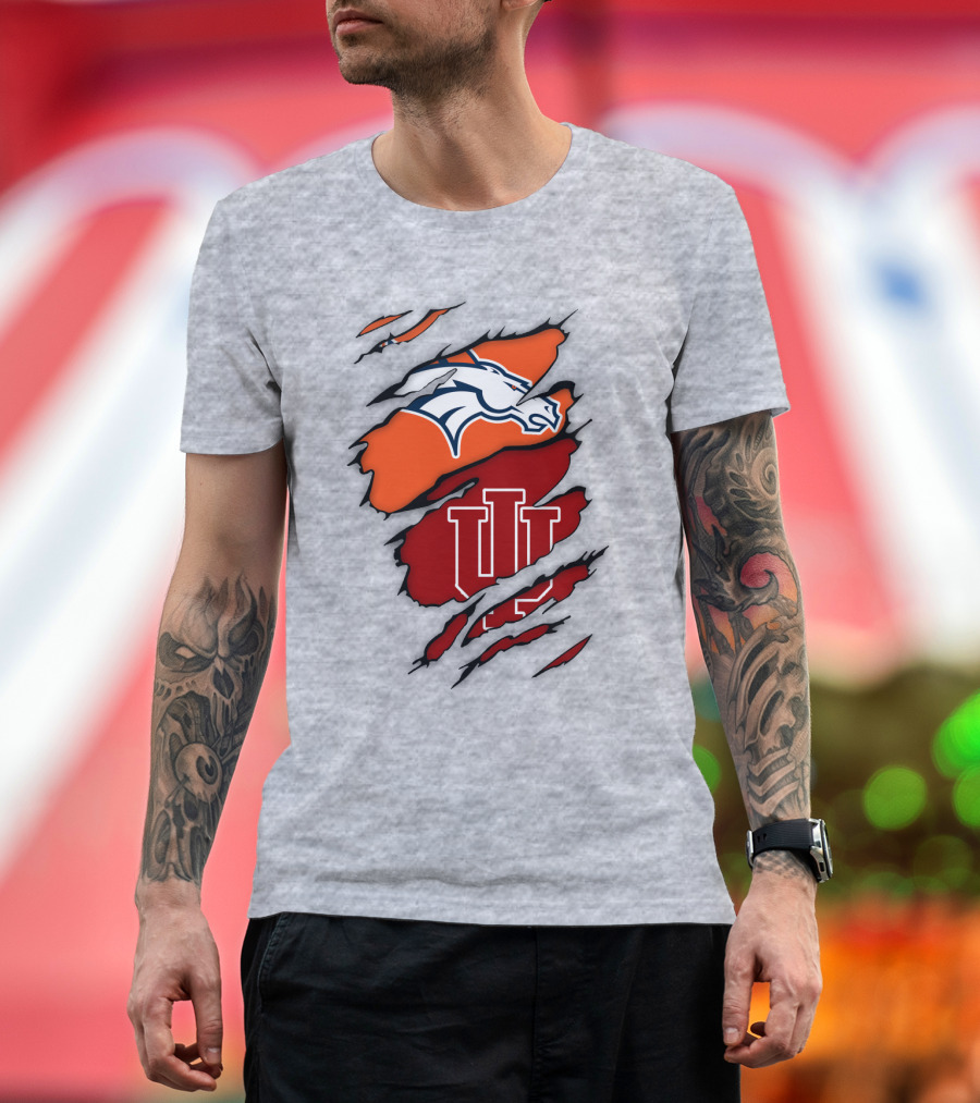Denver Broncos Indiana Hoosiers Fan Crossover T-Shirt