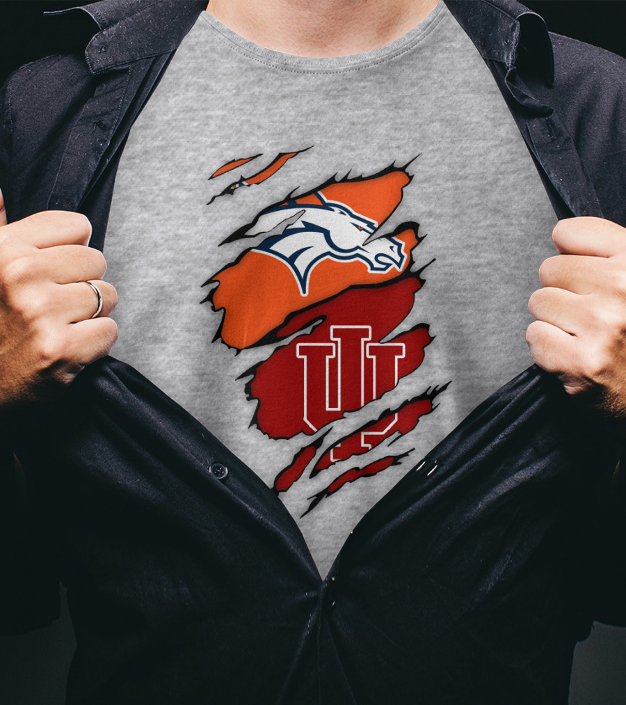 Denver Broncos Indiana Hoosiers Fan Crossover T-Shirt