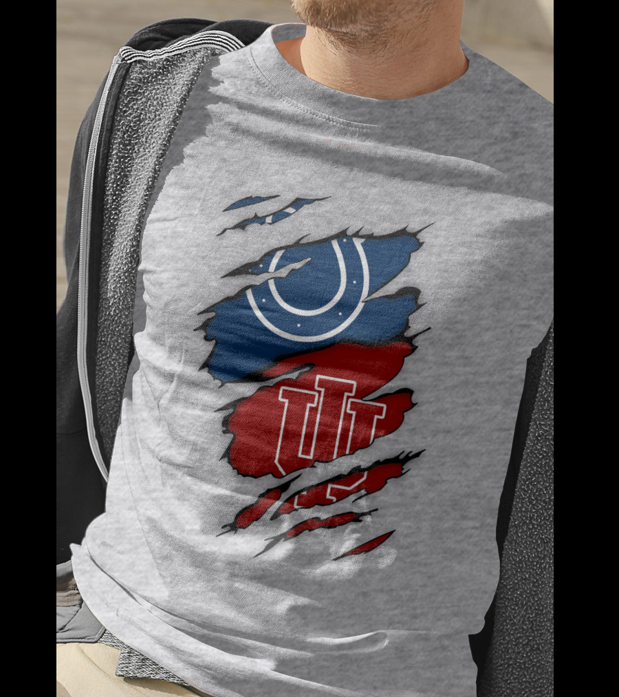Indiana Indianapolis Colts Iu Hoosiers Logo Fusion T-Shirt