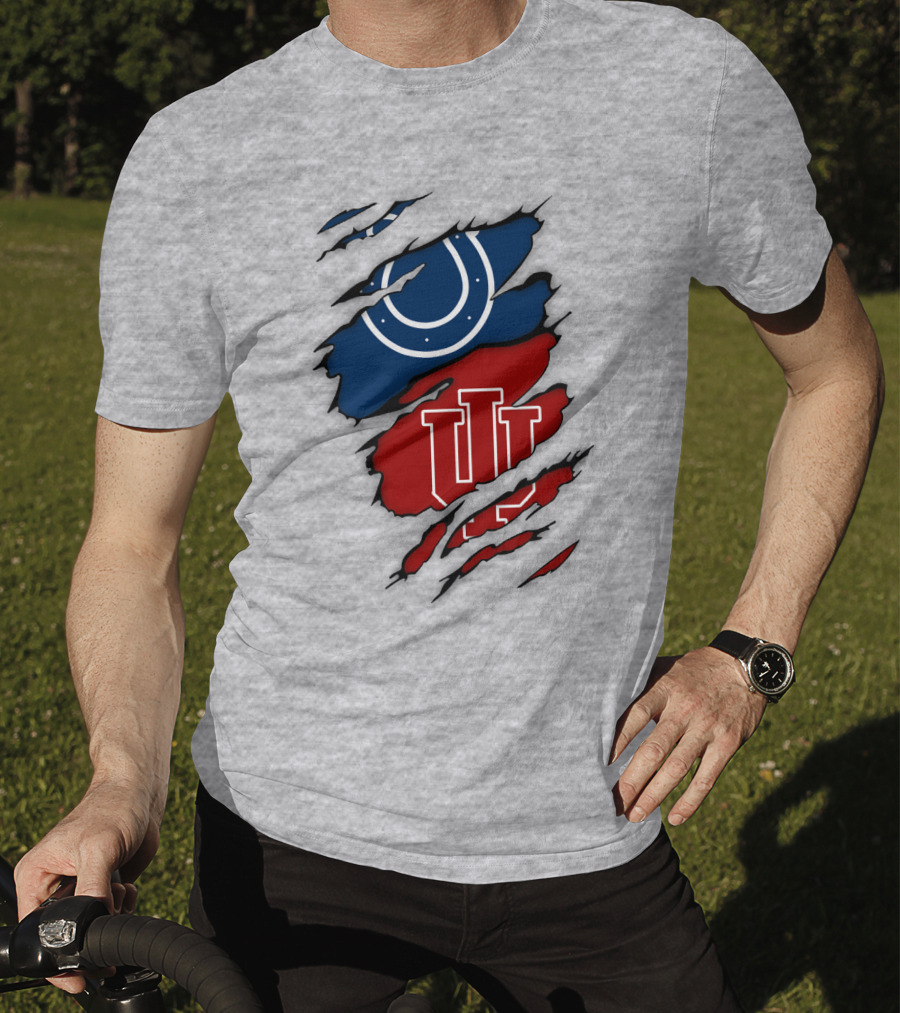 Indiana Indianapolis Colts Iu Hoosiers Logo Fusion T-Shirt