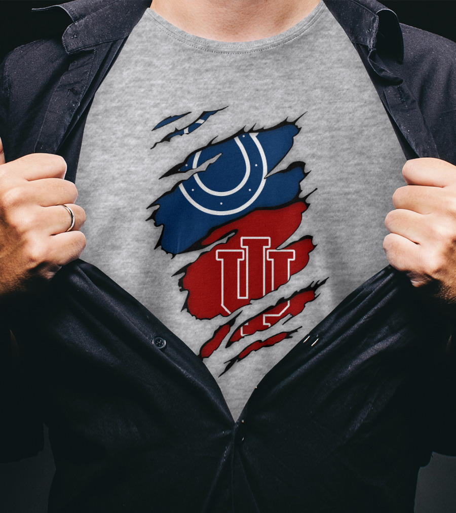 Indiana Indianapolis Colts Iu Hoosiers Logo Fusion T-Shirt