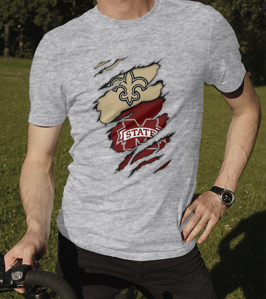 New Orleans Saints Mississippi State Torn T-Shirt