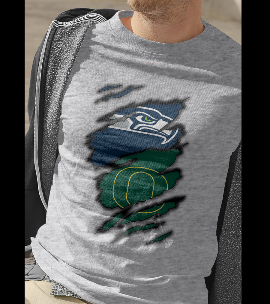 Seattle Seahawks Oregon Ducks Logo Fusion T-Shirt