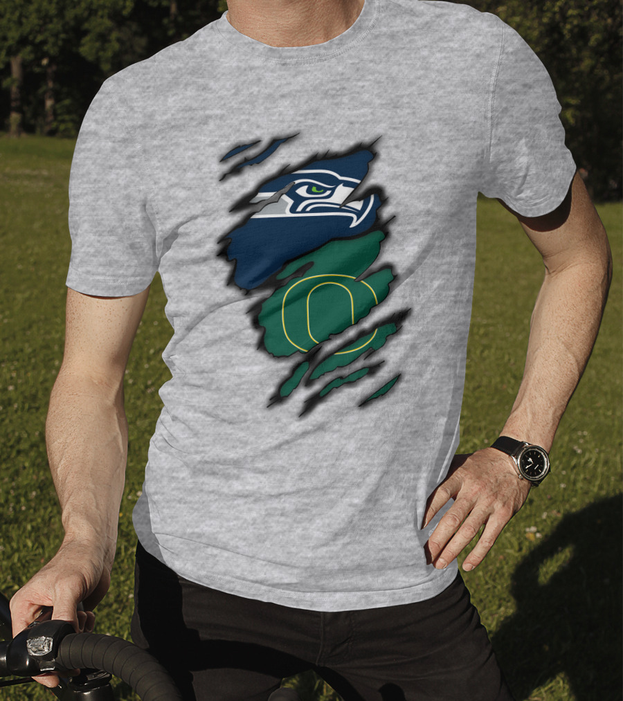 Seattle Seahawks Oregon Ducks Logo Fusion T-Shirt