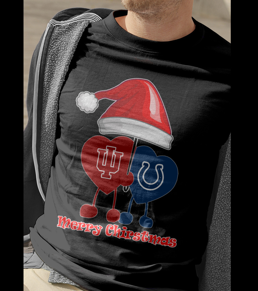 Merry Christmas Indianapolis Colts Indiana University Hearts T-Shirt