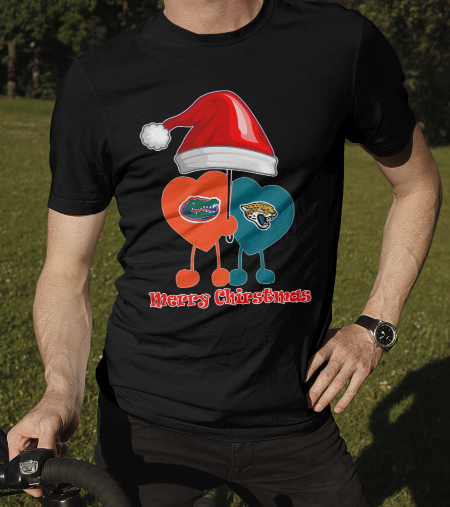 Florida Gators Jacksonville Jaguars Merry Christmas Santa Hat T-Shirt