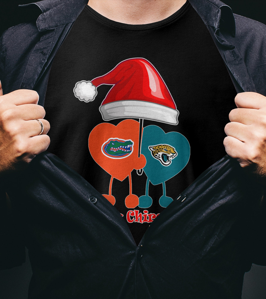Florida Gators Jacksonville Jaguars Merry Christmas Santa Hat T-Shirt