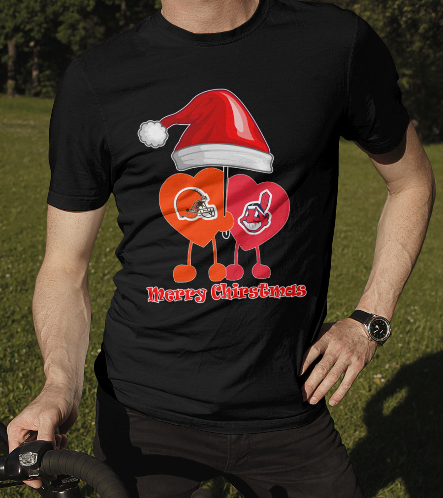 Cleveland Browns Cleveland Indians Merry Christmas T-Shirt