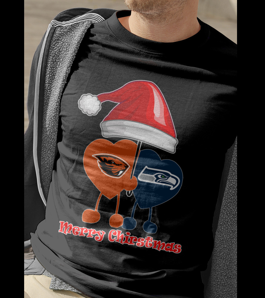 Merry Christmas Seattle Seahawks Oregon State T-Shirt