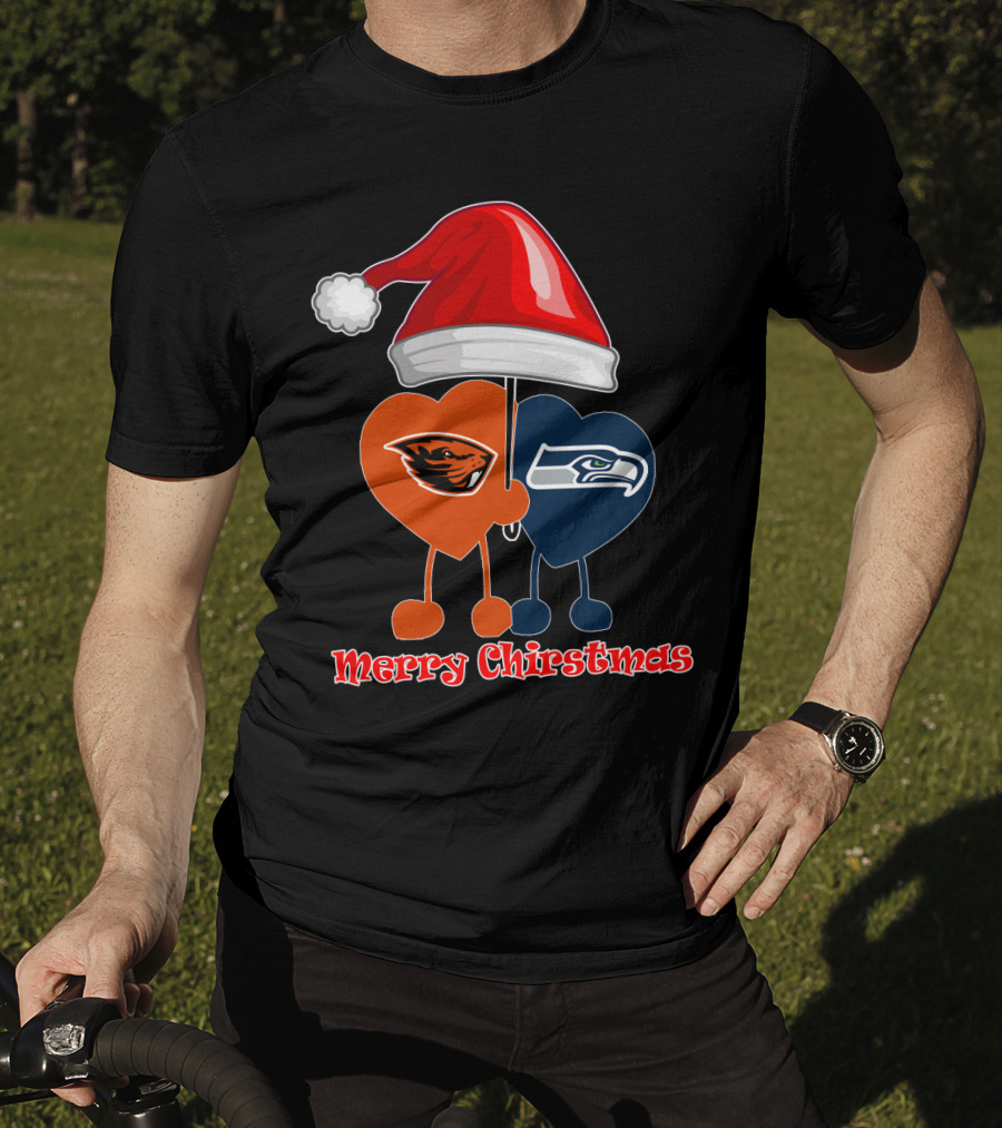 Merry Christmas Seattle Seahawks Oregon State T-Shirt