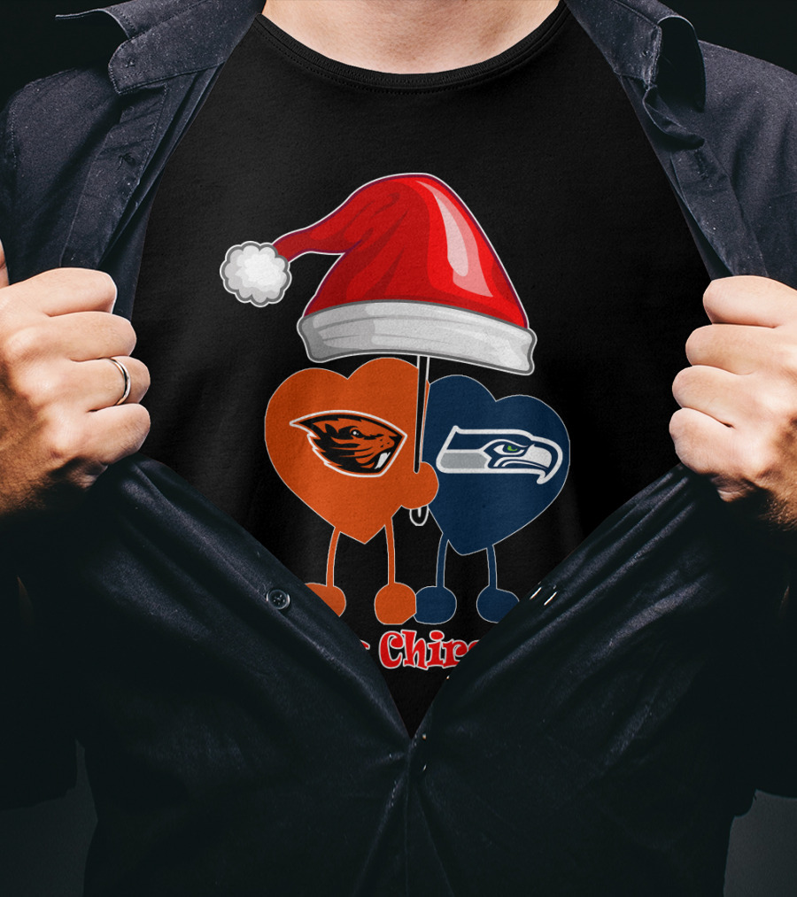 Merry Christmas Seattle Seahawks Oregon State T-Shirt