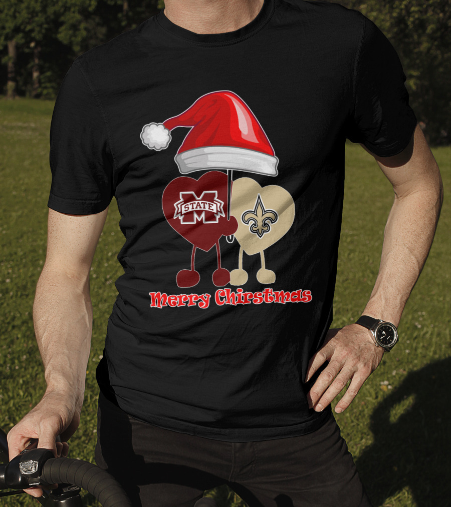Merry Christmas New Orleans Saints Ms State T-Shirt
