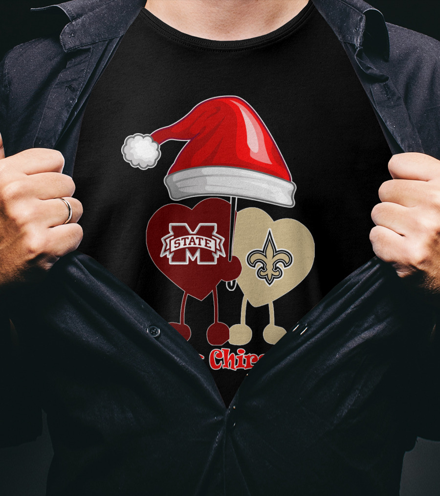 Merry Christmas New Orleans Saints Ms State T-Shirt