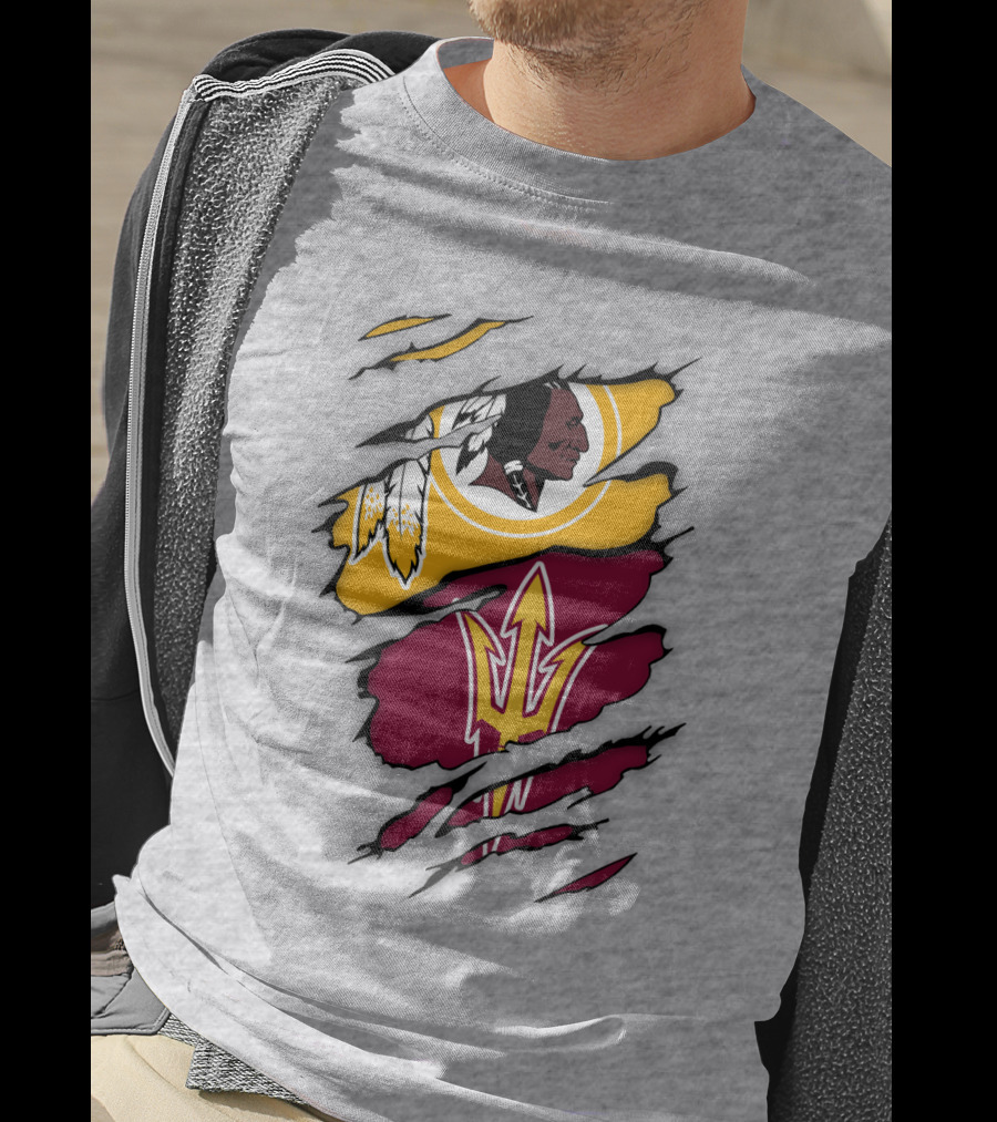 Washington Redskins Arizona State Sun Devils Logo Mashup T-Shirt