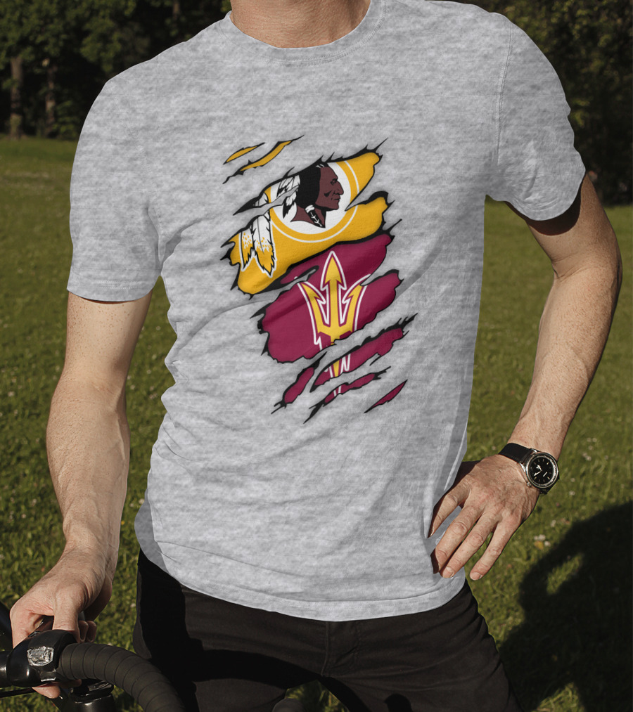 Washington Redskins Arizona State Sun Devils Logo Mashup T-Shirt