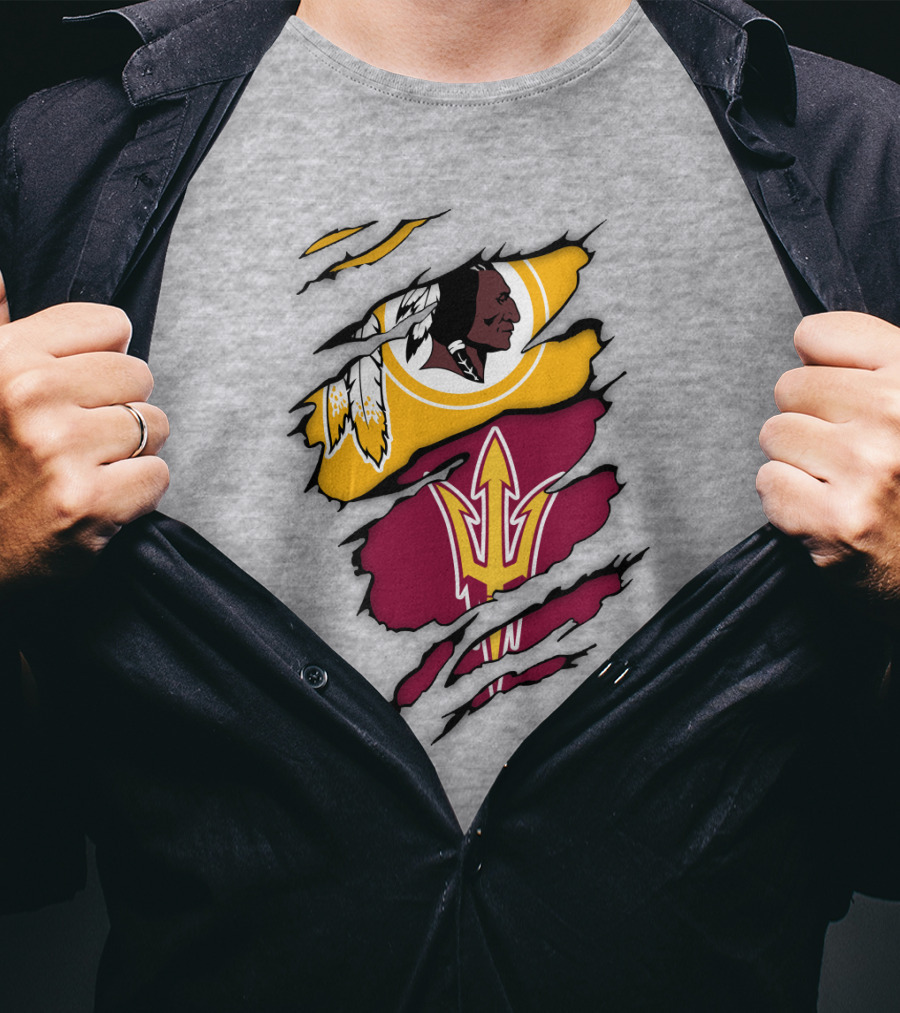 Washington Redskins Arizona State Sun Devils Logo Mashup T-Shirt