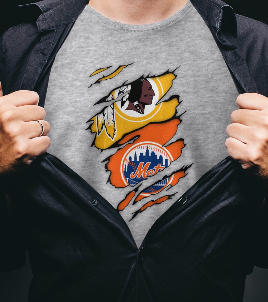 Washington Redskins New York Mets Broken Wall T-Shirt