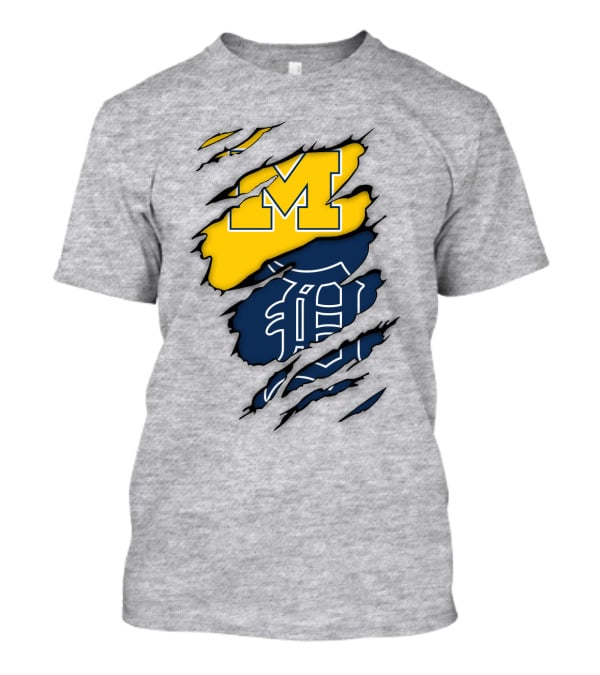 Michigan Wolverines Detroit Tigers Logo Claw Marks T-Shirt
