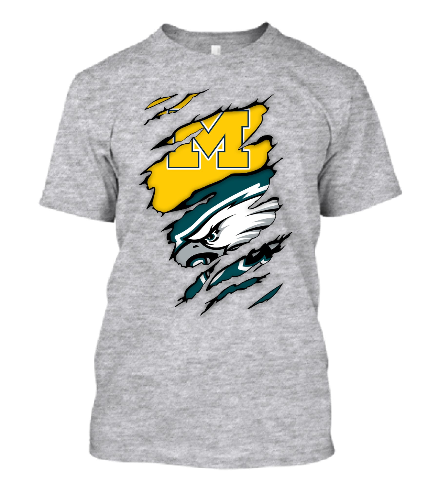 Philadelphia Eagles Michigan Wolverines Logo Combination T-Shirt