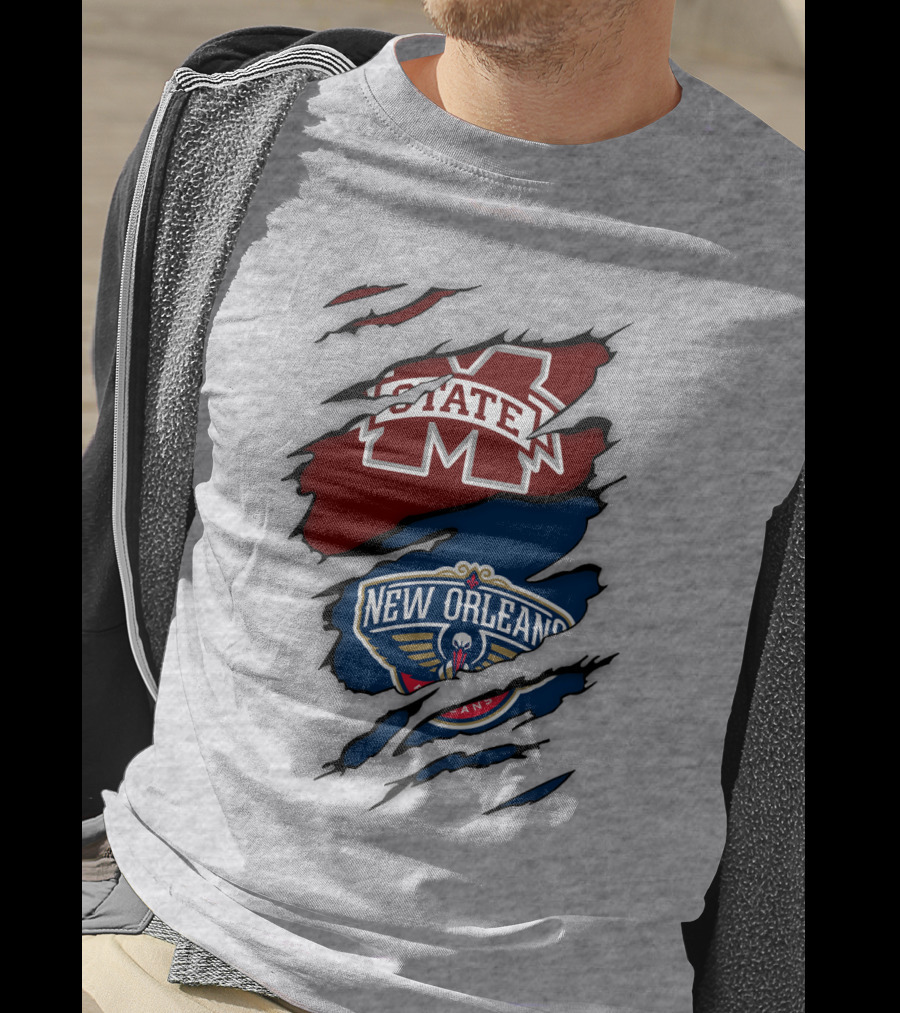 New Orleans Pelicans MS State Logo Crossover T-Shirt