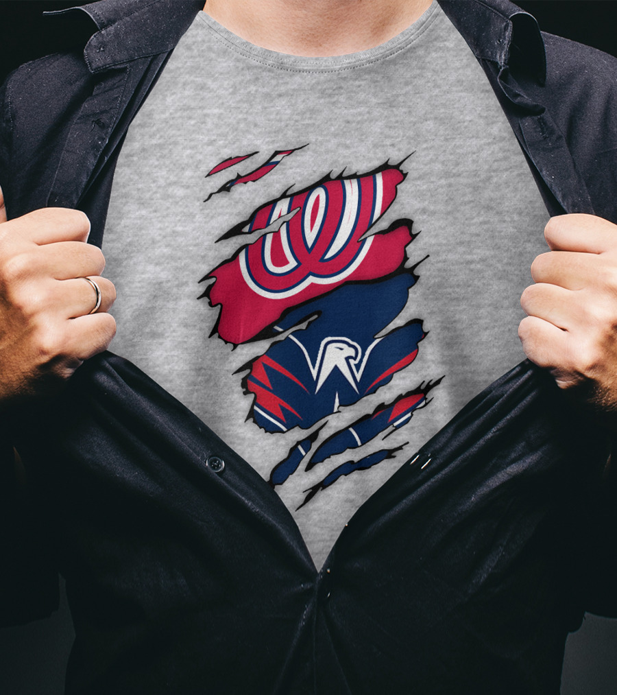 Washington Capitals Nationals Logos Fusion T-Shirt