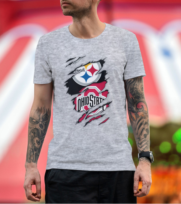 Premium T-Shirt: Ohio State Buckeyes Steelers Rip T-Shirt Ohio State Buckeyes Steelers Rip T-Shirt