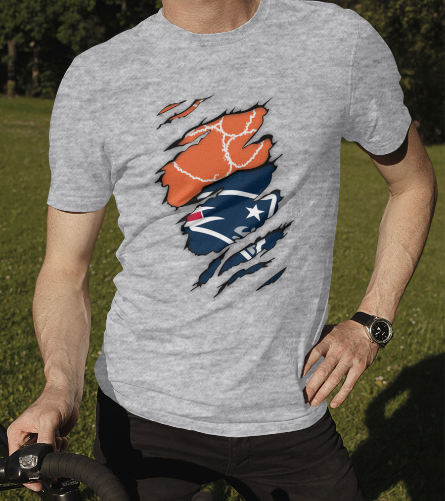 New England Patriots Clemson Football Claw Marks Logo Mashup T-Shirt