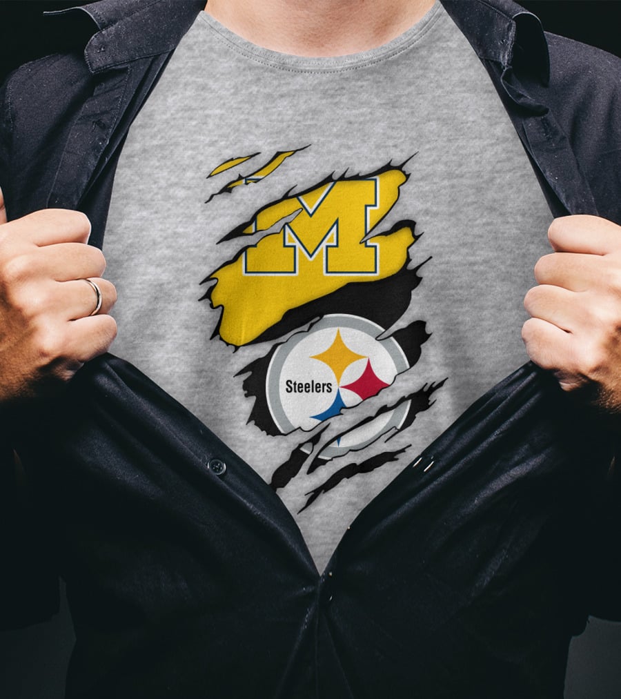 Pittsburgh Steelers Michigan Wolverines Collaboration T-Shirt