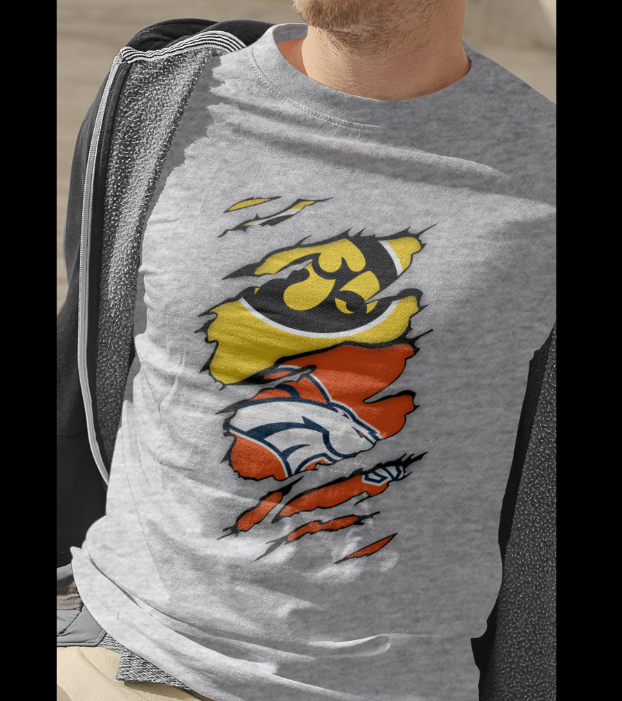 Iowa Hawkeyes Denver Broncos Fan Crossover T-Shirt