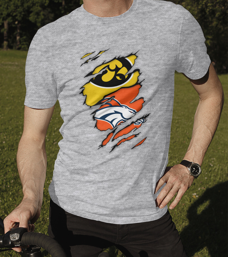 Iowa Hawkeyes Denver Broncos Fan Crossover T-Shirt