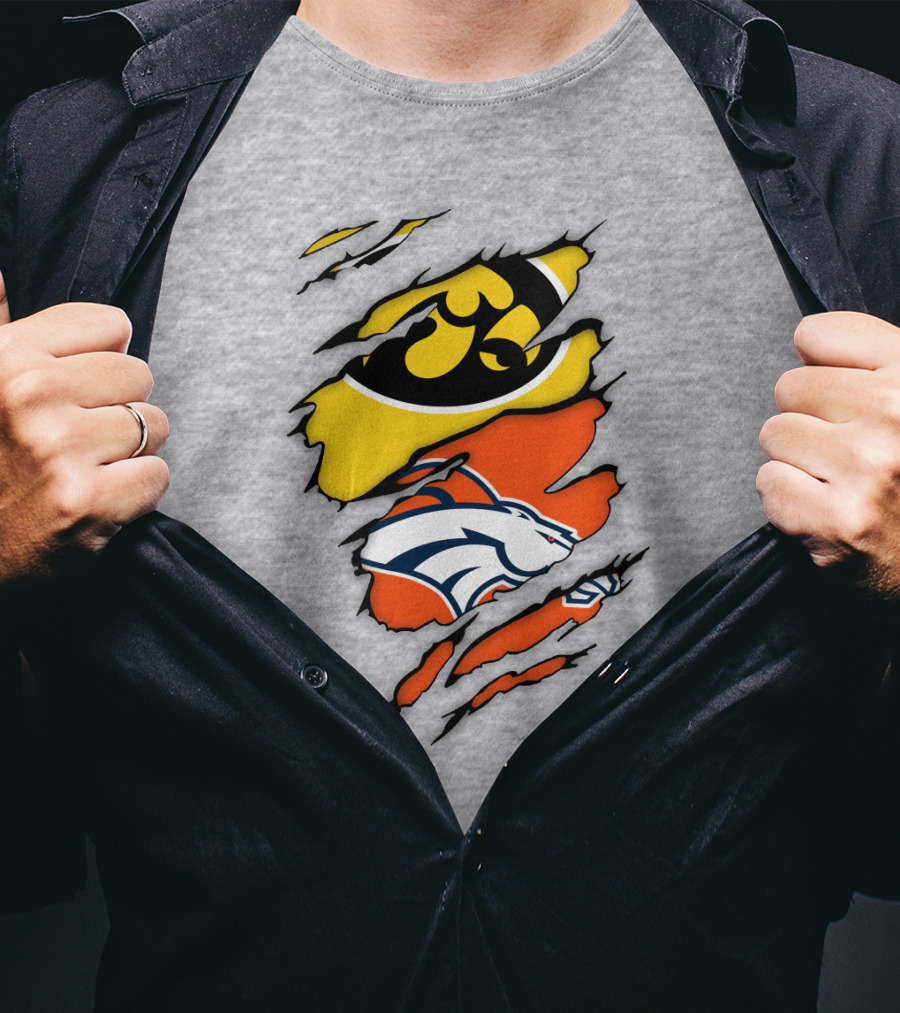 Iowa Hawkeyes Denver Broncos Fan Crossover T-Shirt