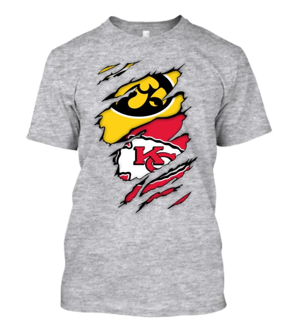 Iowa Hawkeyes Kansas City Chiefs Torn Claw Marks T-Shirt