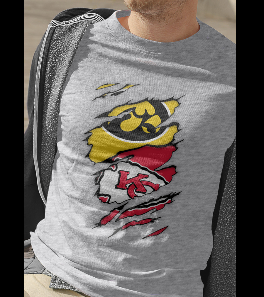 Iowa Hawkeyes Kansas City Chiefs Torn Claw Marks T-Shirt