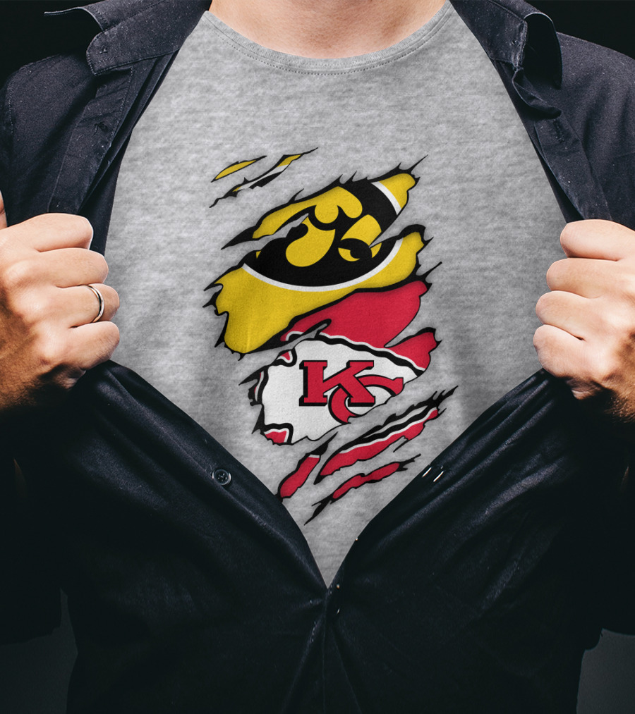 Iowa Hawkeyes Kansas City Chiefs Torn Claw Marks T-Shirt