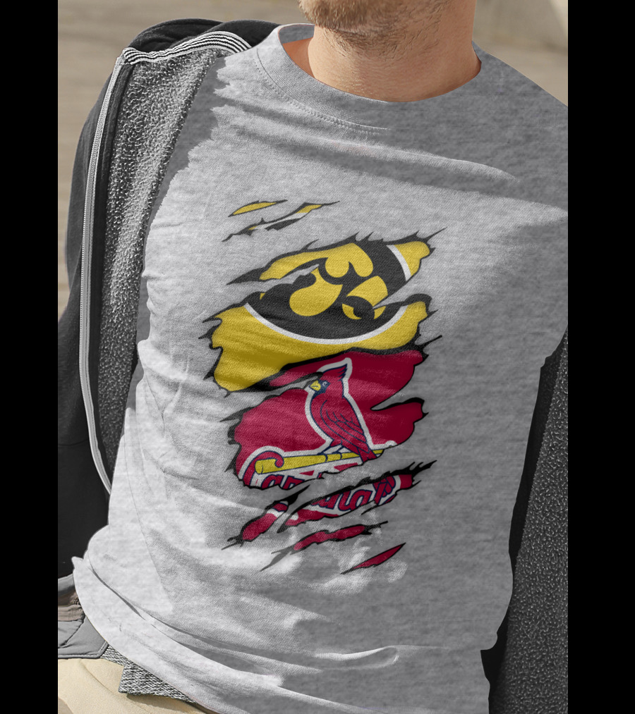 St Louis Cardinals Iowa Hawkeyes Ripped T-Shirt
