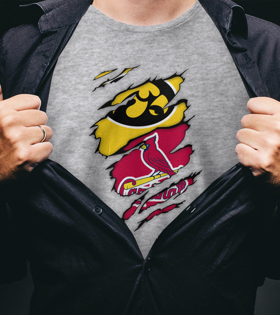 St Louis Cardinals Iowa Hawkeyes Ripped T-Shirt