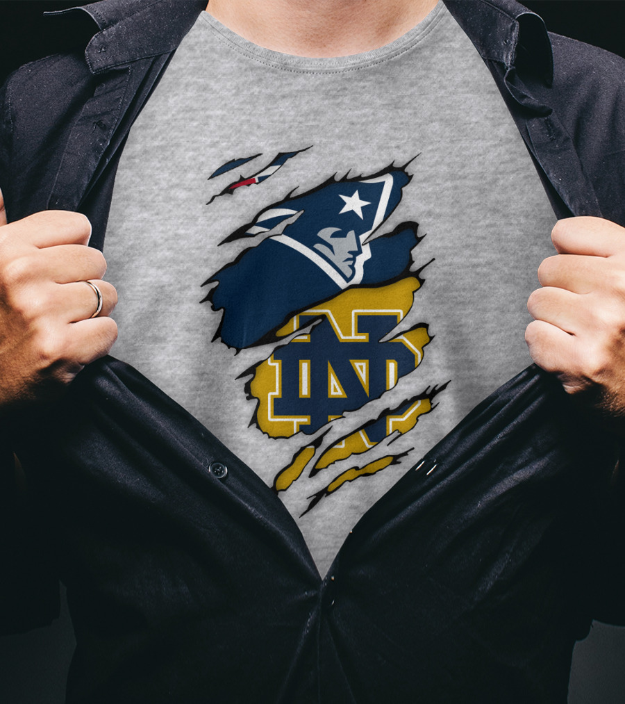 Notre Dame Fighting Irish Patriots Logo Mashup T-Shirt
