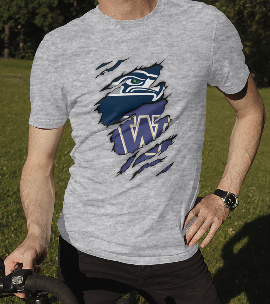 Seahawks University Of Washington Huskies Logo Fusion T-Shirt