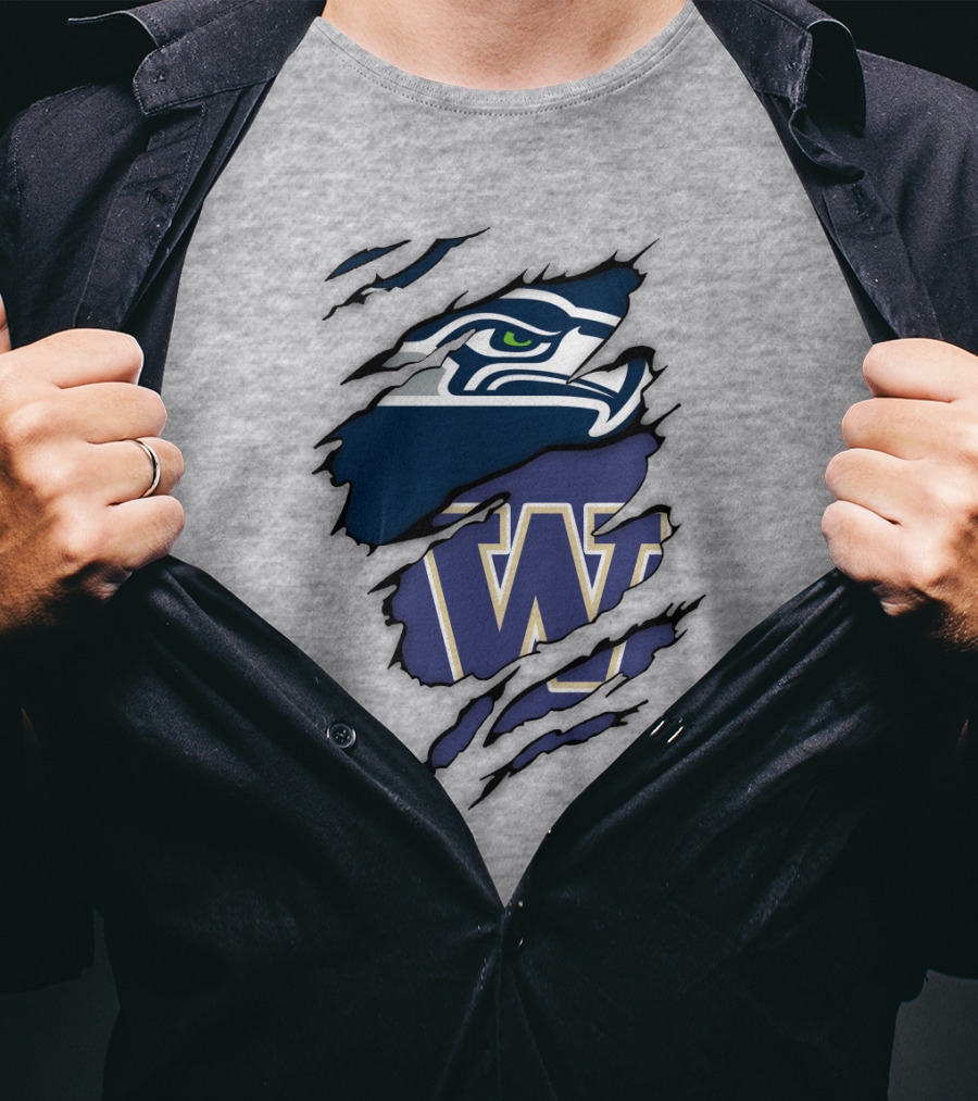 Seahawks University Of Washington Huskies Logo Fusion T-Shirt