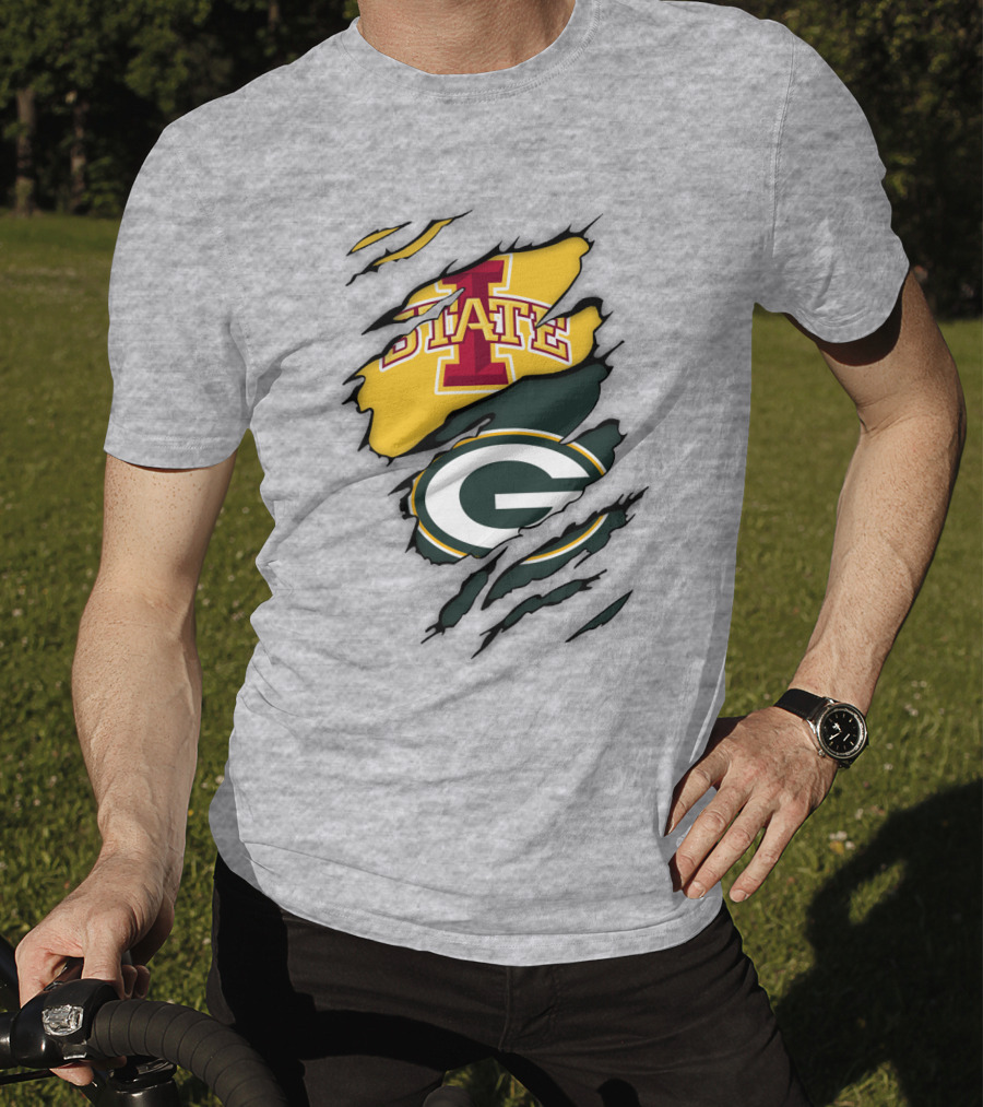 Green Bay Packers Iowa State Cyclones Torn Ripped Claw Marks T-Shirt