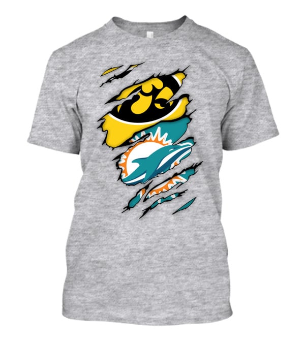 Miami Dolphins Iowa Hawkeyes Logo Mashup T-Shirt