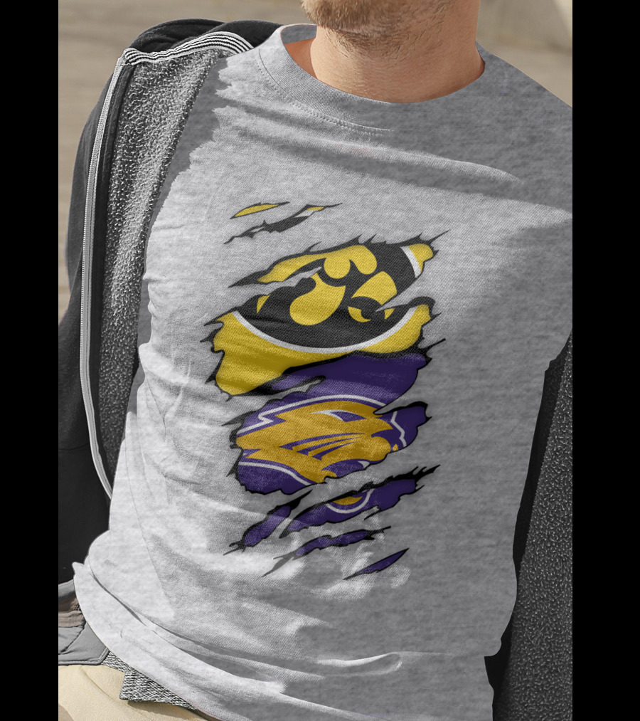 Northern Iowa Panthers Iowa Hawkeyes Dual Logo Fusion T-Shirt
