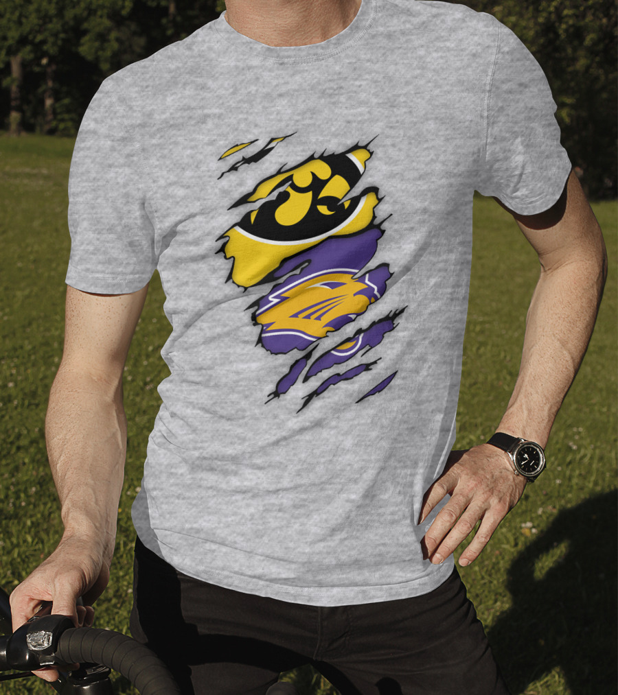 Northern Iowa Panthers Iowa Hawkeyes Dual Logo Fusion T-Shirt