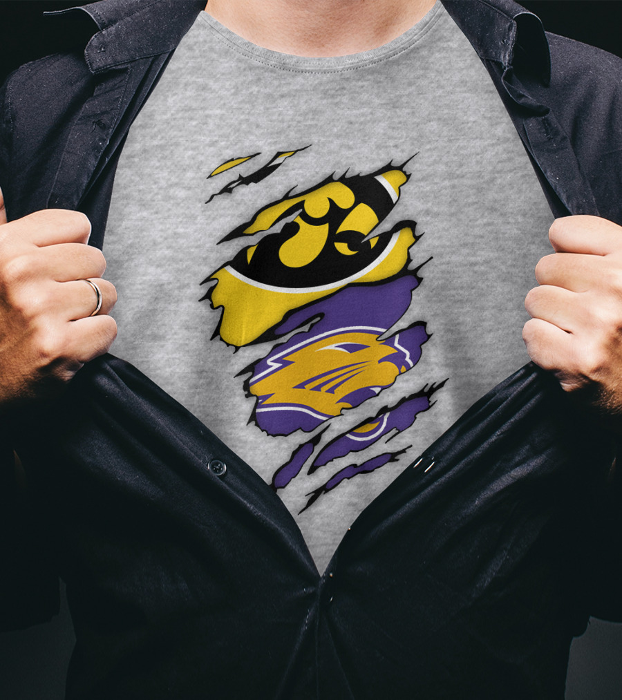 Northern Iowa Panthers Iowa Hawkeyes Dual Logo Fusion T-Shirt