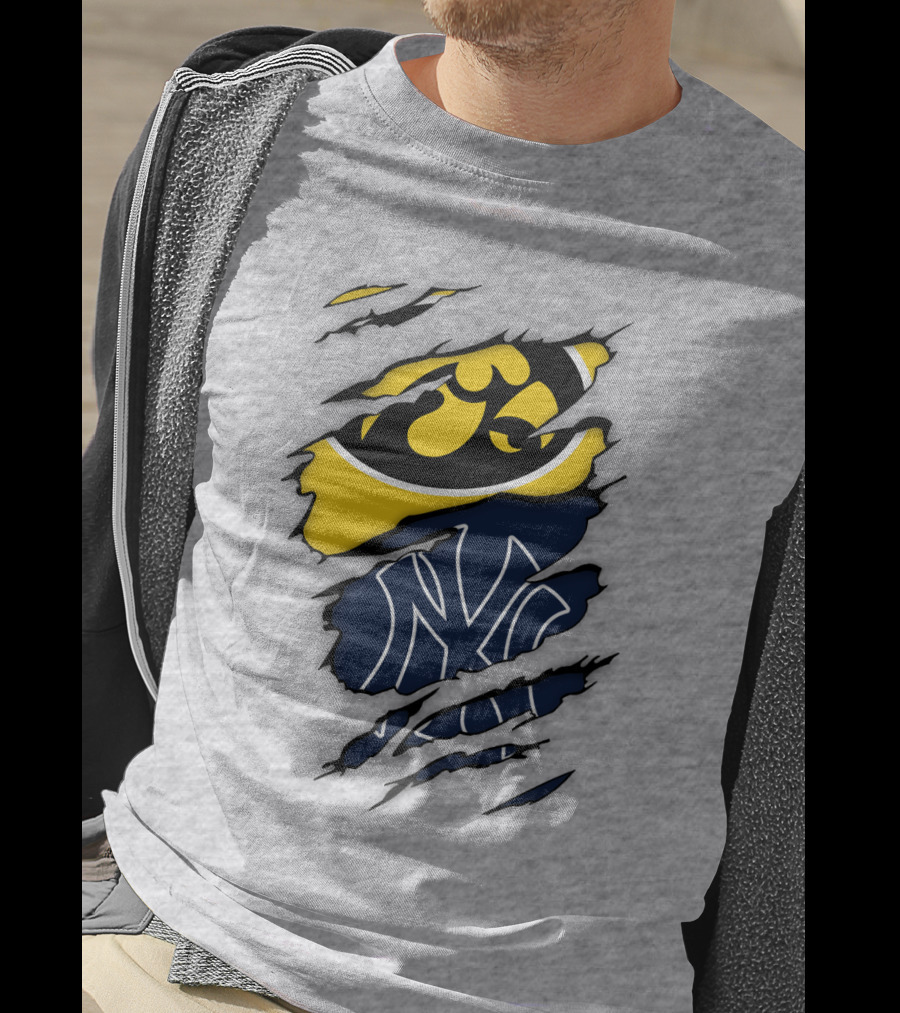 New York Yankees Iowa Hawkeyes Claw Marks T-Shirt