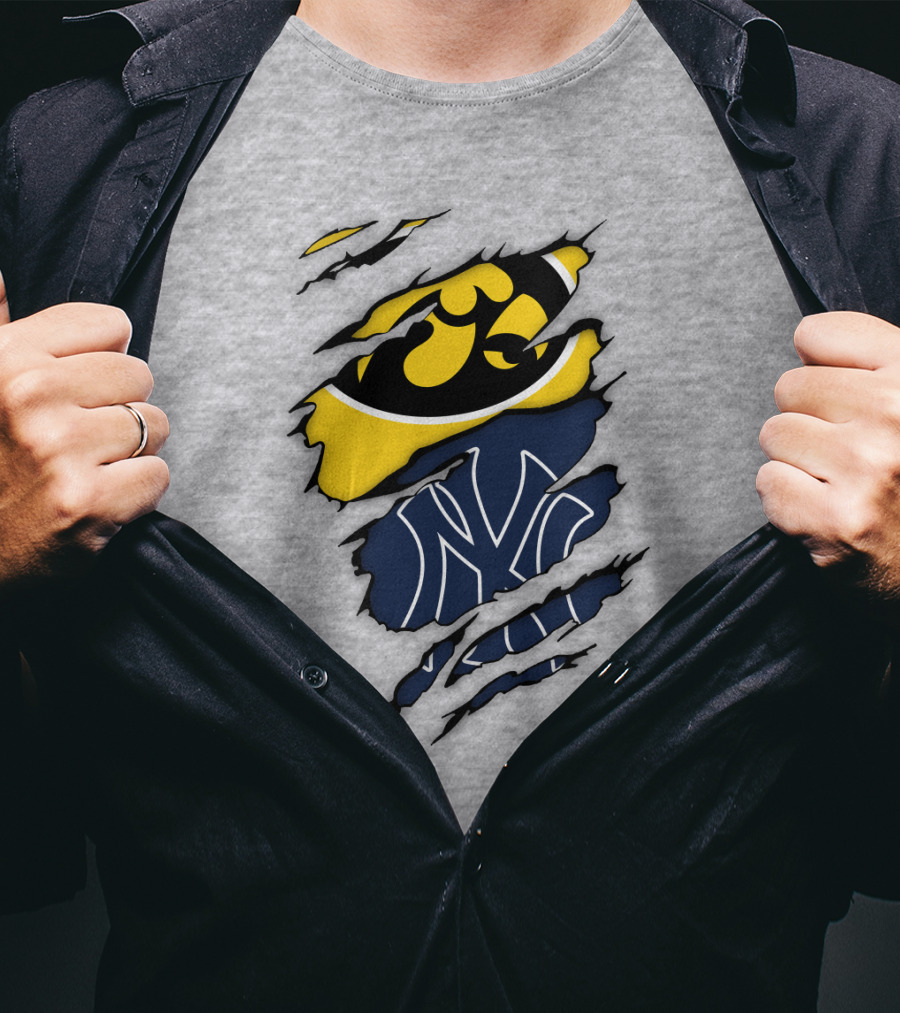 New York Yankees Iowa Hawkeyes Claw Marks T-Shirt