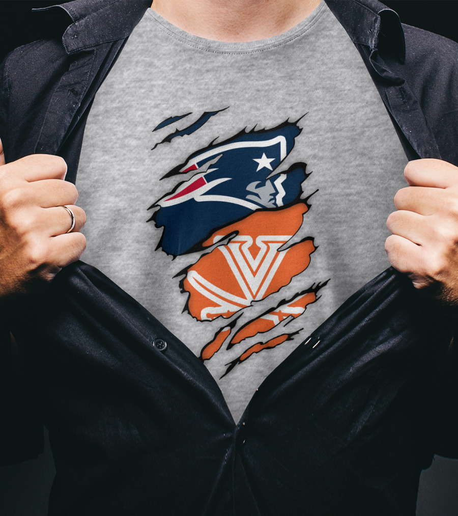 New England Patriots Virginia Cavaliers Dual Logo Fan T-Shirt