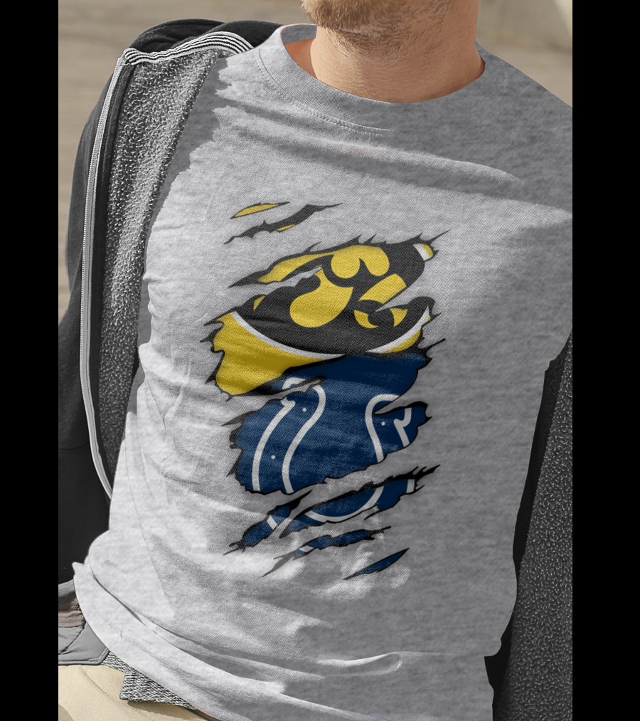 Indianapolis Colts Iowa Hawkeyes Logo Mashup T-Shirt
