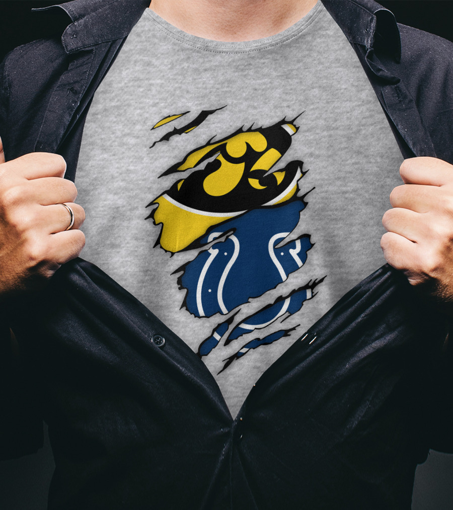 Indianapolis Colts Iowa Hawkeyes Logo Mashup T-Shirt
